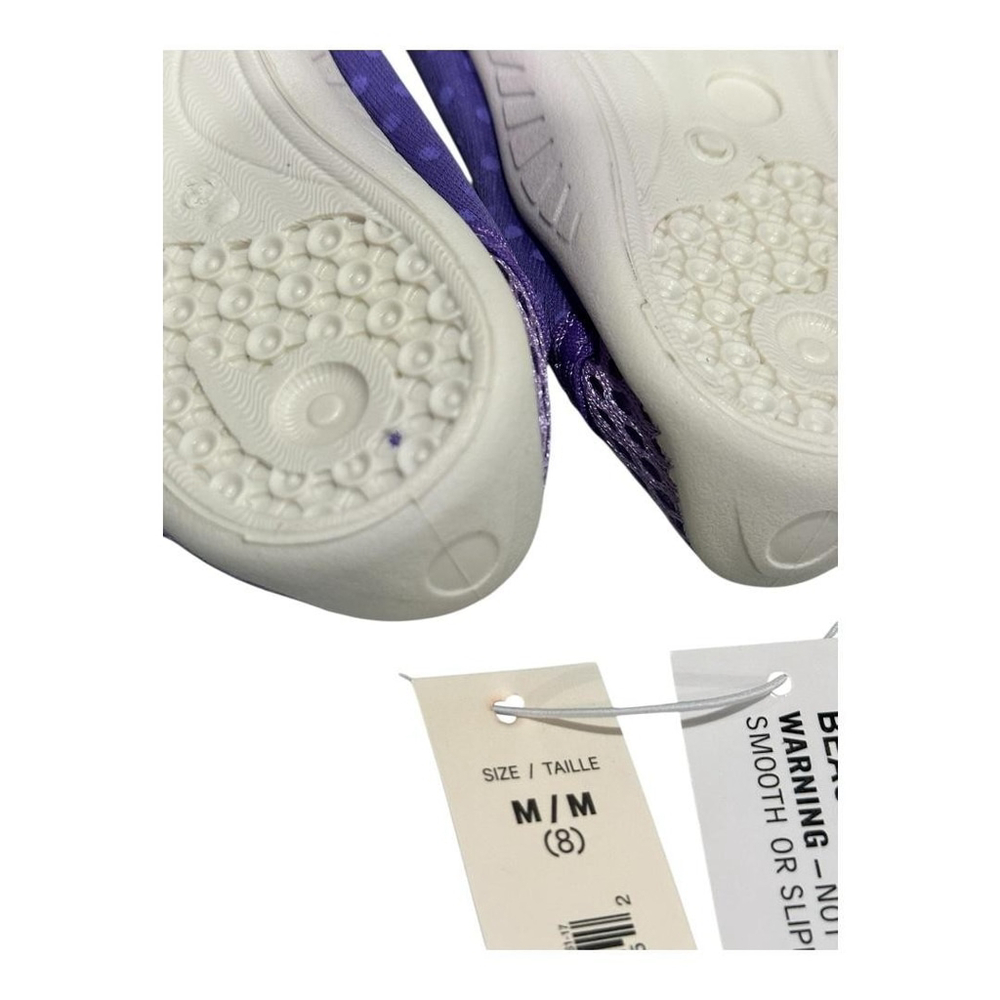 Joe Fresh Slippers Girls Size 8 Purple Mesh Slip On Polka Dot Rubber Sole Shoes - Picture 6 of 6